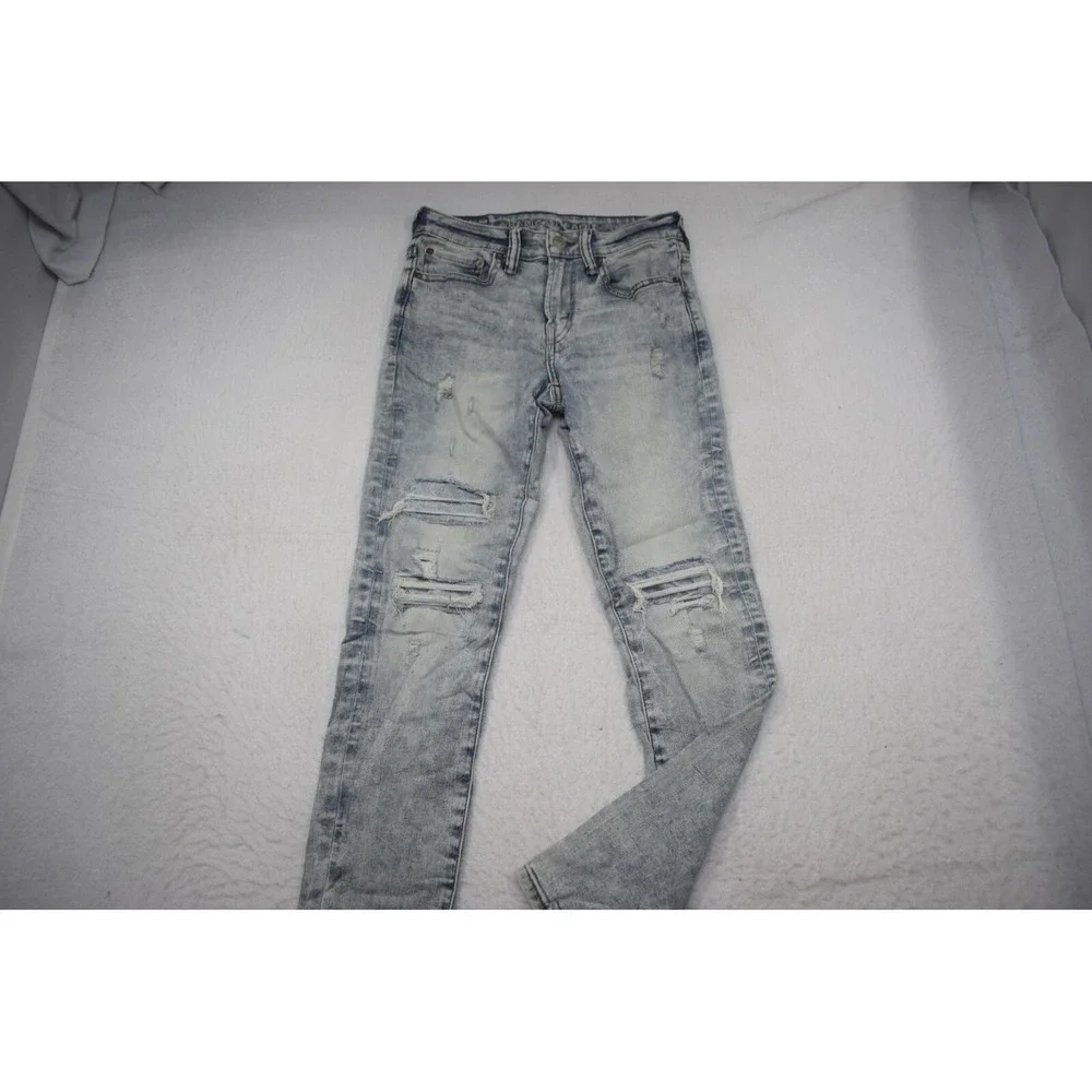 American Eagle AirFlex Skinny Stretch Distressed Denim Blue Jeans Mens 28‎ x 30